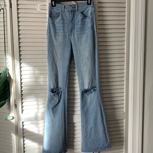 Express Women’s Super High Rise Flare Bell Bottom Jeans Light Wash 0L 0 Long